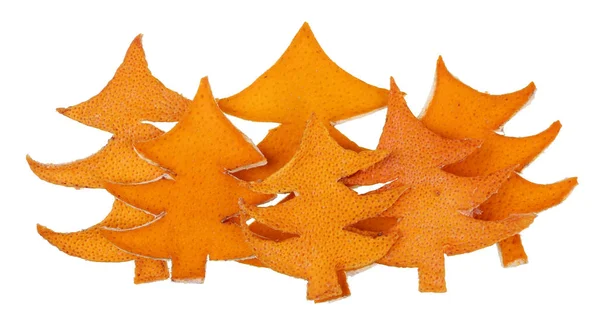 Kerst bos van droge sinaasappelschillen gesneden in de vorm van — Stockfoto