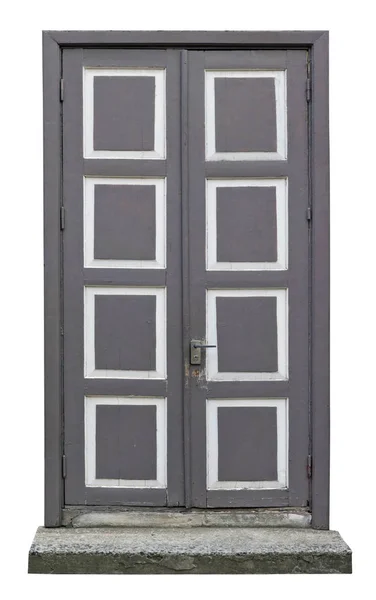 Rotte kromme bruine vintage deur geïsoleerd — Stockfoto