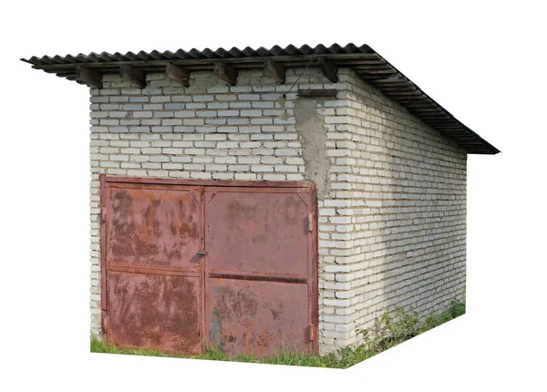 A rural no name self-made shed  garage made of white silicate br