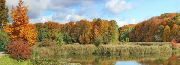 Outono outubro dia ensolarado paisagem europeia panorâmica com frio — Fotografia de Stock