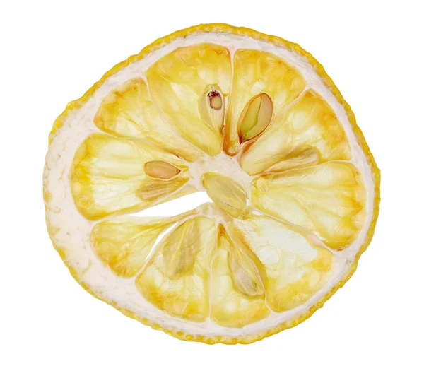 Julföremål av torr gul citron frukt skivor isolat — Stockfoto
