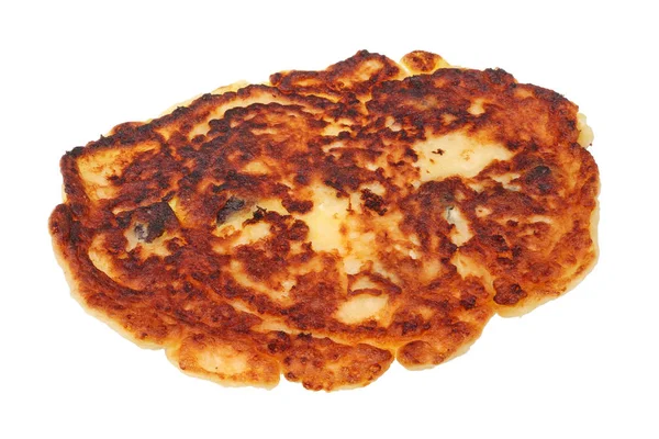 De lelijke brandende zwarte pannenkoek van zachte kaas concept isola — Stockfoto