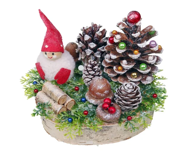 Natale abete fatto in casa e Babbo Natale in stile rustico fatto — Foto Stock