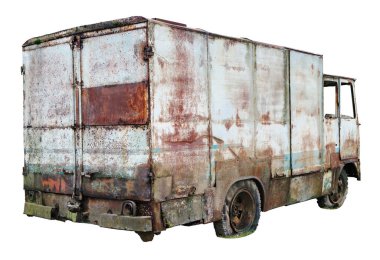 Çürümüş paslı, isimsiz araç minibüsü tarımsal taşımacılık için.