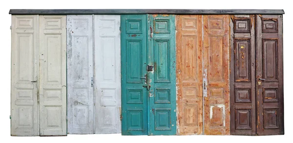 Kolekce starých retro dřevěných dveří izolovaných — Stock fotografie
