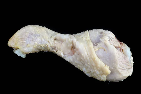 Kokt Kycklingben Med Kött Och Ben Från Rustik Soppa Isolerad — Stockfoto