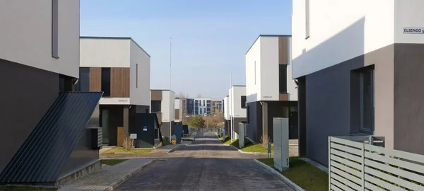 Vilnius Lithuania Febrero 2020 Las Nuevas Casas Standatd Inacabadas Modernas — Foto de Stock