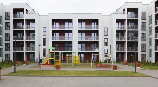 Vilnius Lithuania Febrero 2020 Las Nuevas Casas Modulares Estándar Modernas — Foto de Stock