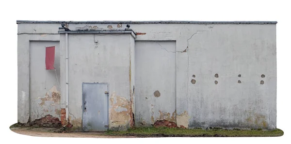 Effondrement Habituel Vieux Hangar Étroit Murs Briques Rouges Plâtrées Vendre — Photo