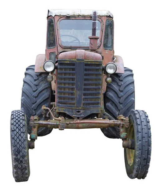 Rozsdás Első Rács Lámpák Kerekek Egy Régi Farmer Névtelen Traktor — Stock Fotó