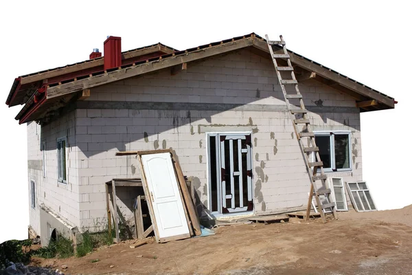 Edifício Inacabado Rural Sem Nome Productiuon Massa Casas Tijolos Brancos — Fotografia de Stock