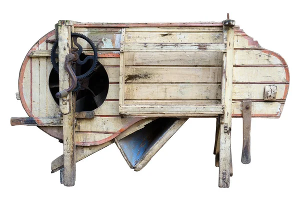 老式手工制作的木制农业谷物分离器 与白种人隔离 — 图库照片