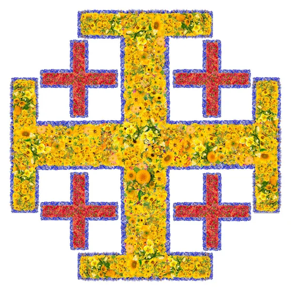 Jerusalem Cross Also Known Crusader Cross Large Cross Smaller Cross — Stock Photo, Image
