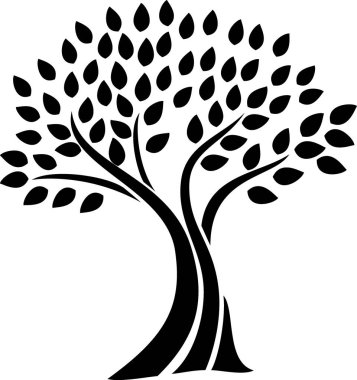  Ağaç siluet simge vektör çizim