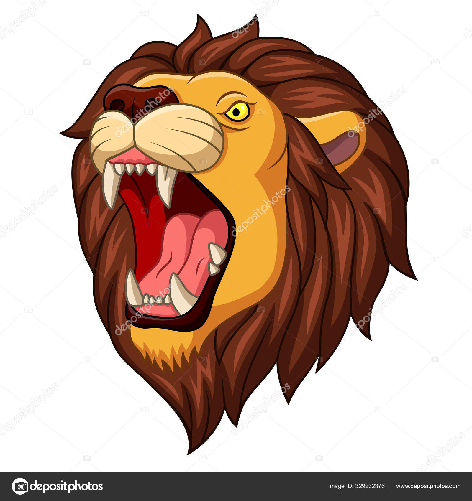 Image vectorielle Mascotte Tête Lion Colère Dessin Animé par ©dagadu -  329232376, image size:1600x1700