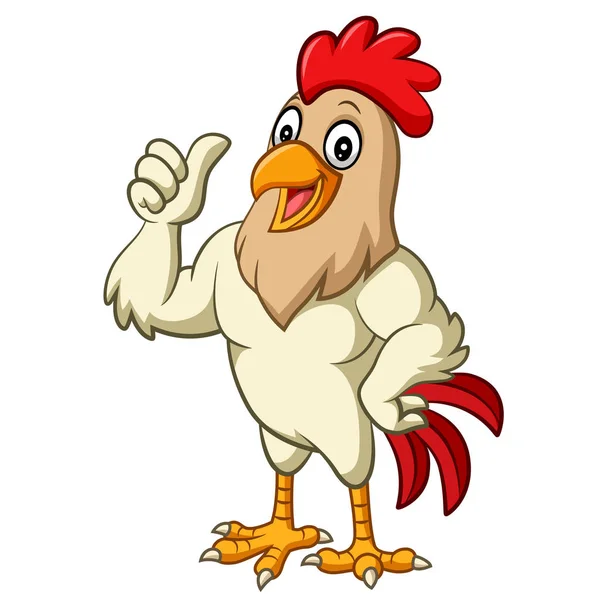 Cartoon Rooster Giving Thumb — Stock Vector