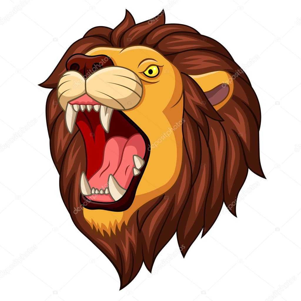 Cartoon angry lion head mascot