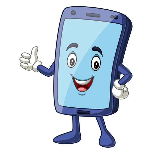 Mobile Phone Mascot Giving Thumbs — Stock Vector