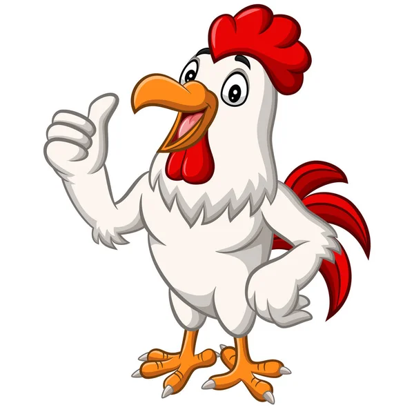 Cartoon Pollo Gallo Mascotte Dando Pollice — Vettoriale Stock