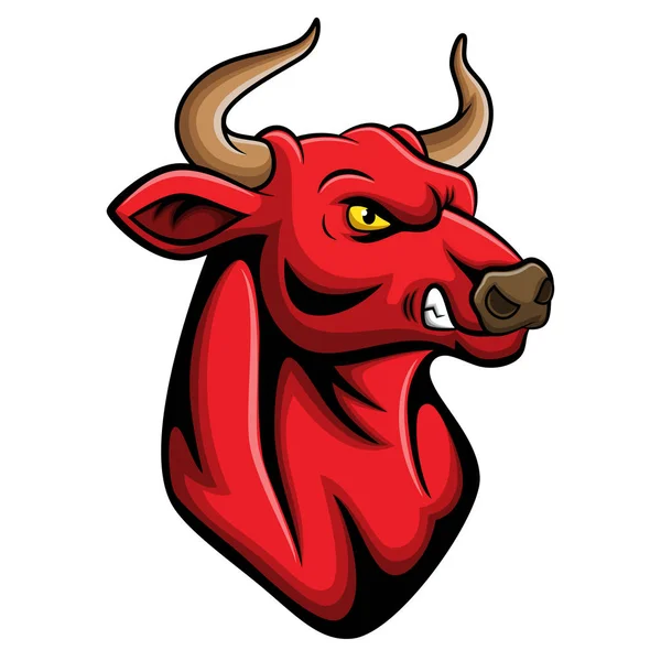 Cartoon Angry Bull Head Mascot — 스톡 벡터