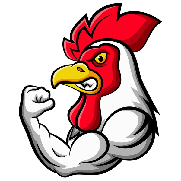 Cartoon Strong Chicken Mascot Design — Stock Vector