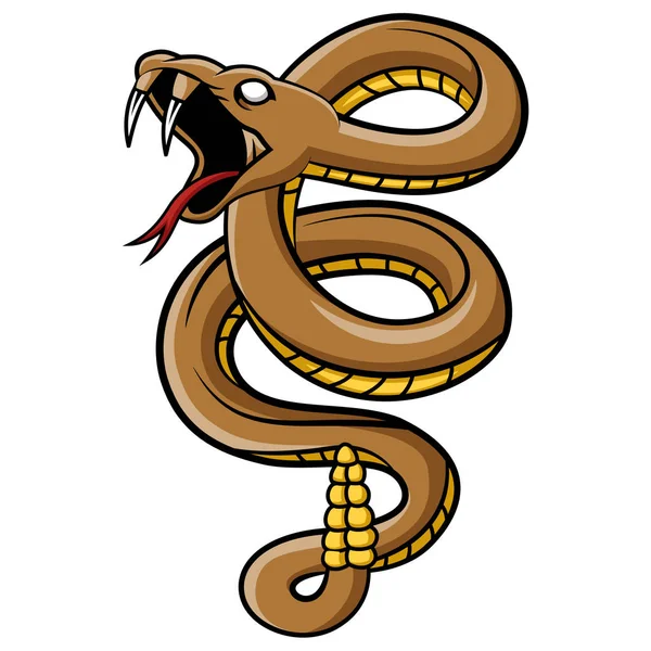 Spaventoso Vipera Serpente Mascotte Cartone Animato — Vettoriale Stock