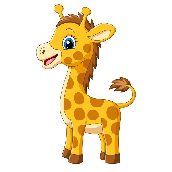 Tecknad Liten Giraff Vit Bakgrund — Stock vektor