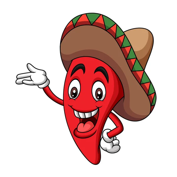 Cartoon Sombrero Hot Chili Mascot — 스톡 벡터