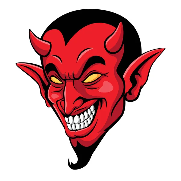 Cartoon Scary Devil Head Mascot — Stock Vector