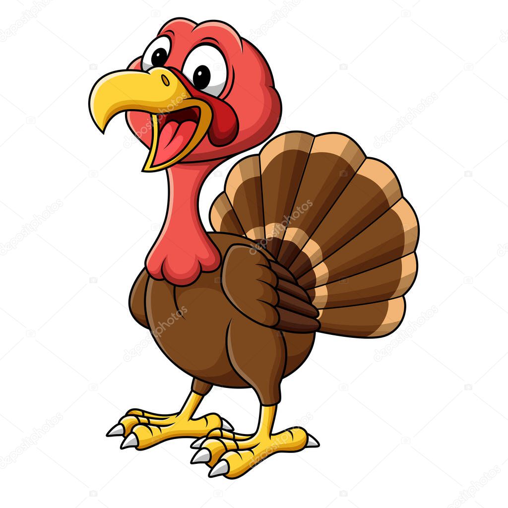 Cartoon smiling turkey bird mascot