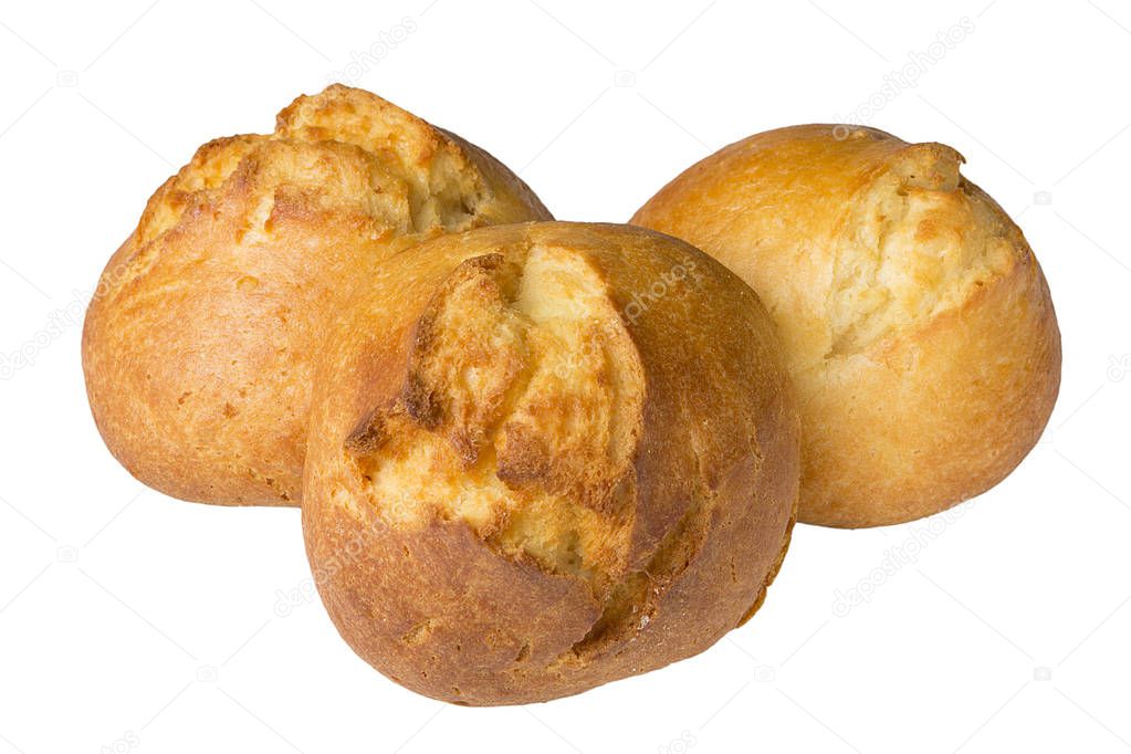 three baked, cheese rolls