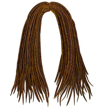 trendy african long  hair dreadlocks . realistic  3d . fashion beauty style . clipart