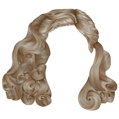 trendy kadın kıllar kare sarı renkler. Güzellik moda. retro tarzı bukleler. gerçekçi 3d .