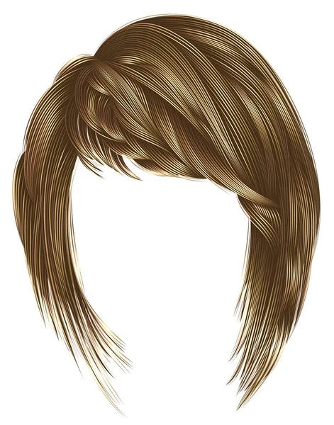 时尚女人毛 kare 条纹。褐色金发浅色。中等长度。美的风格。逼真的 3d . — 图库矢量图片