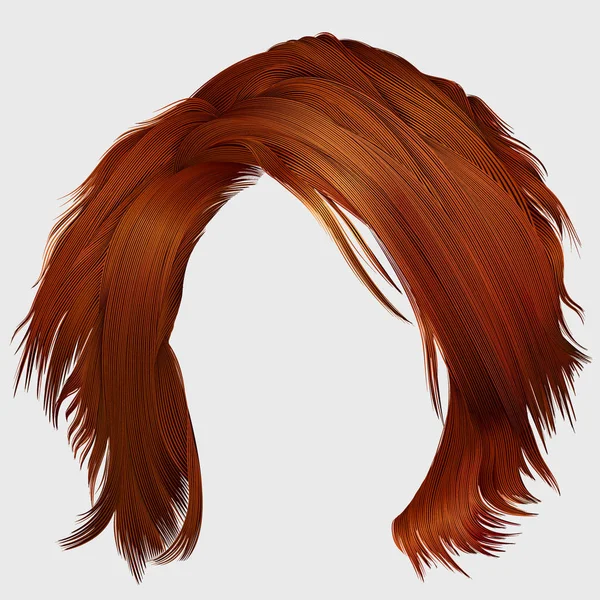 유행 여자 흐트러진 머리카락이 붉은 색. 뷰티 패션입니다. 현실적인 3d — 스톡 벡터
