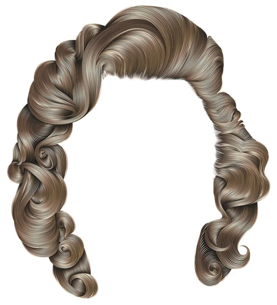 Cheveux femme à la mode couleurs blondes. mode beauté. boucles de style rétro. 3d réaliste  . — Image vectorielle