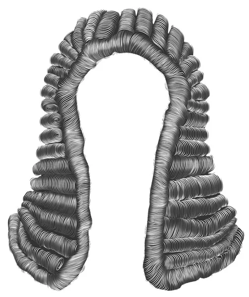 Juge perruque cheveux gris boucles. style médiéval antique.realistic 3d  . — Image vectorielle