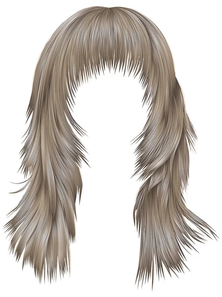 Trendiga kvinnan långa hårstrån blonda färger. skönhet mode. realistiska 3d — Stock vektor