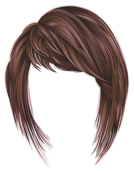Modna kobieta koloring highlignting kare włosy z grzywką. styl uroda . — Wektor stockowy