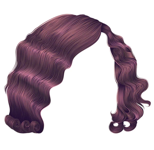Модная женщина волосы Кэр медь розового цвета. мода красоты. кудряшки в стиле ретро. реалистичный 3d  . — стоковый вектор