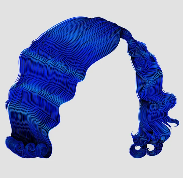 Mulher cabelos curtos azul escuro. moda beleza estilo retro. 3d realista  . — Vetor de Stock