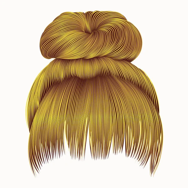Bollo pelos con flecos de colores amarillos brillantes. mujer moda beau — Archivo Imágenes Vectoriales