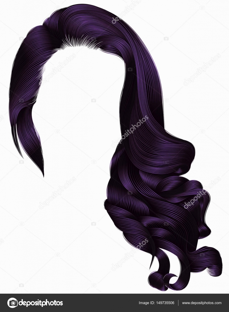 Kvinde trendy lange krøllede hår paryk lilla farver. stil Vector by ©ktoytor 149735506