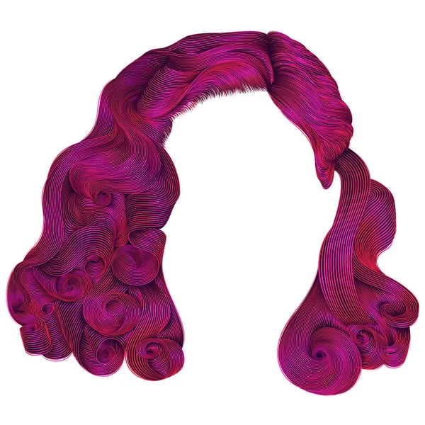 Femme à la mode poils courts couleurs rose vif .fringe. Français mode être — Image vectorielle