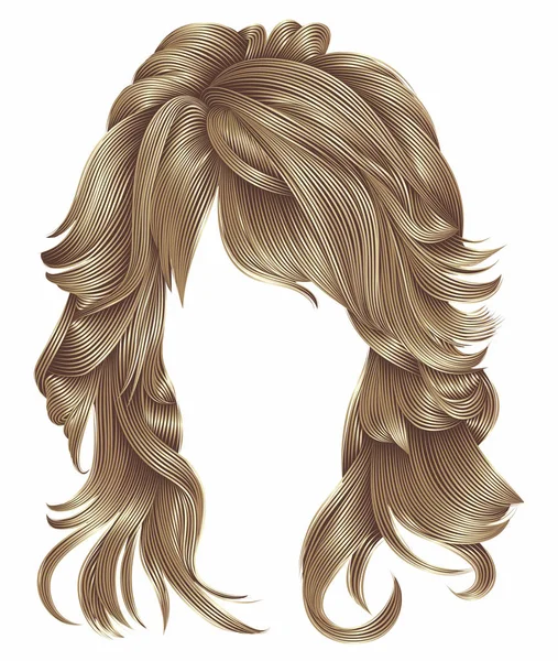 Trendiga kvinnan långa hårstrån brun blond beige färger .beauty f — Stock vektor