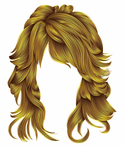 Mulher na moda cabelos longos cores amarelas brilhantes moda .beauty  . — Vetor de Stock
