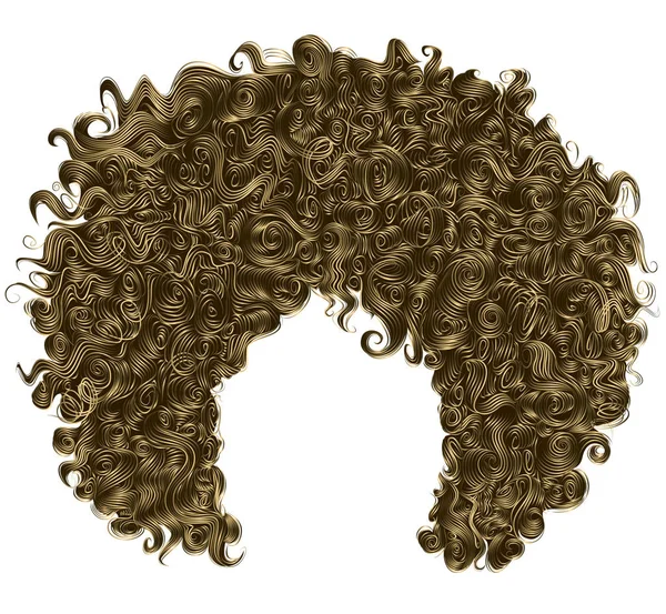 Szőke barna divatos göndör haj. valósághű 3D-s. gömb alakú frizura . — Stock Vector