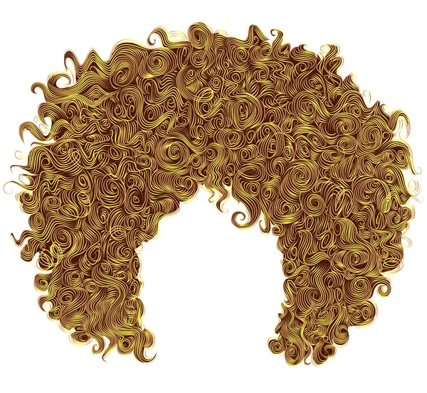 Cheveux jaune vif bouclés à la mode. 3d réaliste. coiffure sphérique  . — Image vectorielle
