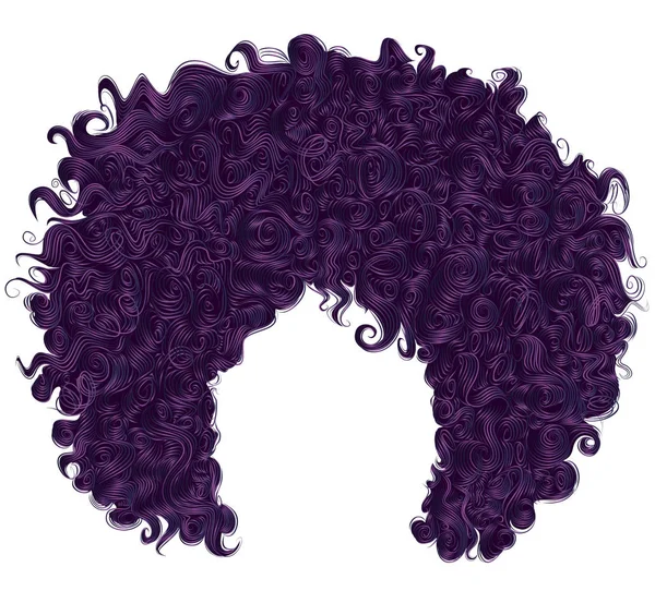 トレンディな巻き毛の紫色の髪。リアルな 3 d。球状の髪型. — ストックベクタ