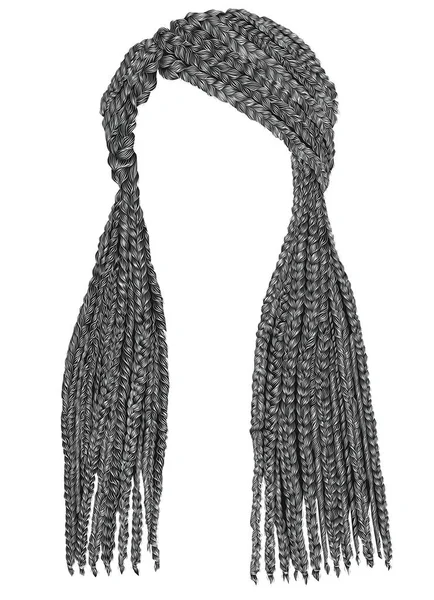 trendy uzun saç gri renk cornrows. gerçekçi grafikler. moda güzellik stil.